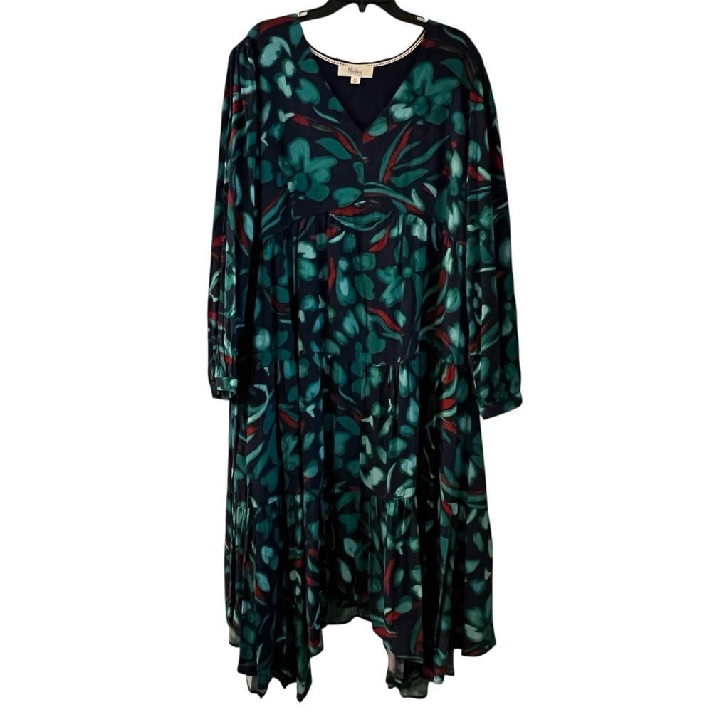 Nurture‎ By Westbound Tiered Maxi Dress Handkerchief Hem Women's 2X Multi Hobo